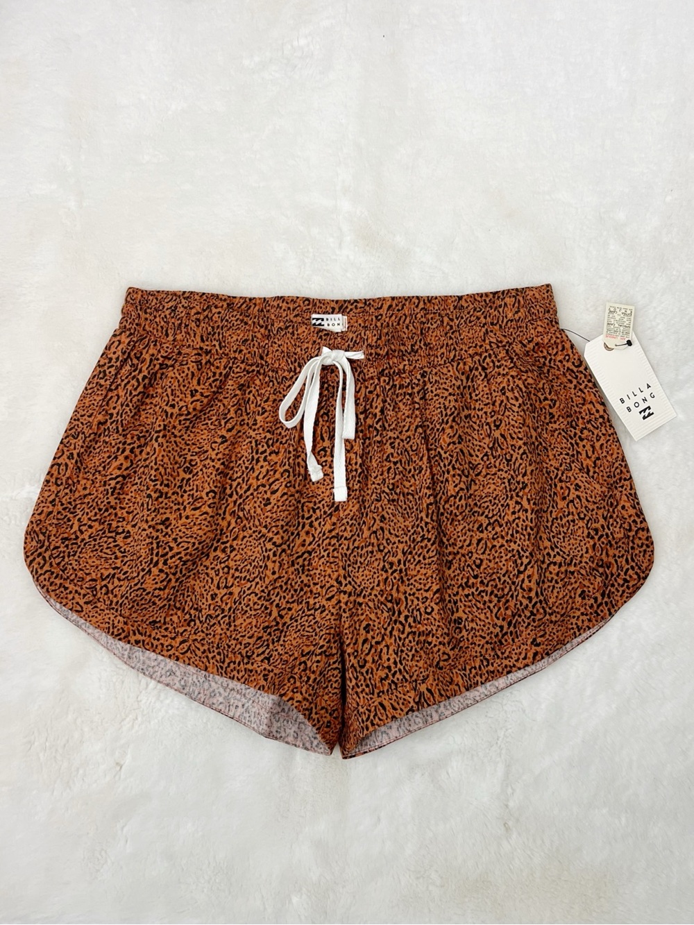 NWT Billabong Road Trippin Printed Drawstring Shorts Cheetah Print